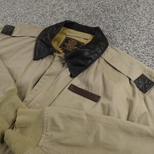VTG Cockpit USA Army Jacket Mens 2XL Beige Tan A2 Bomber Coat Military Air Force